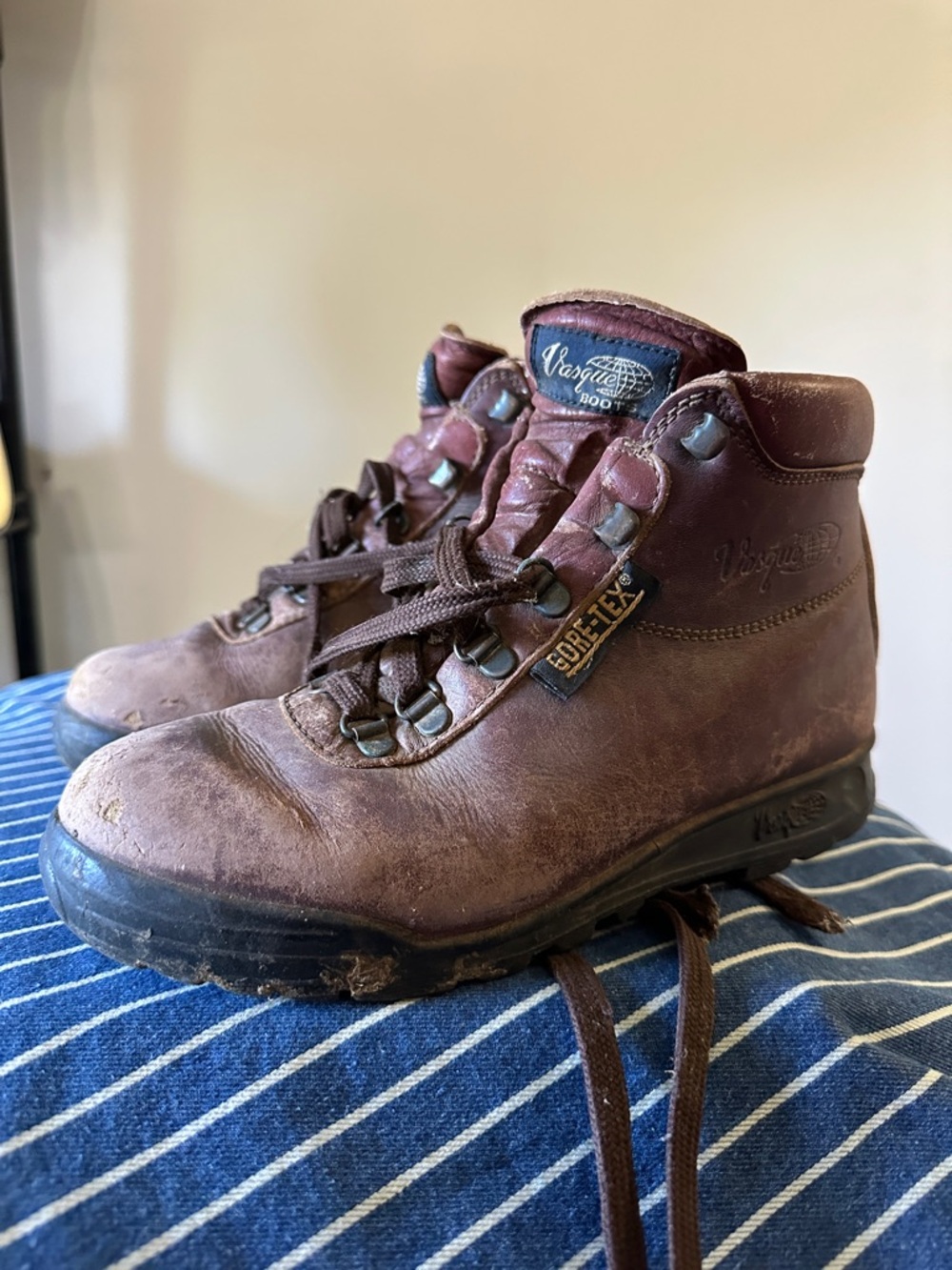 Vintage Vasque Burgundy Leather Hiking Boots with GORE-TEX